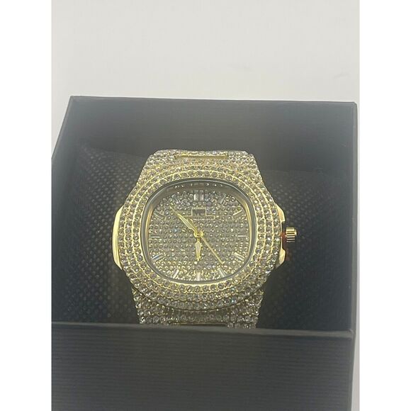 Iced Out Swarovski Crystal Montres Men's Luxury Watch - Picture 6 of 7